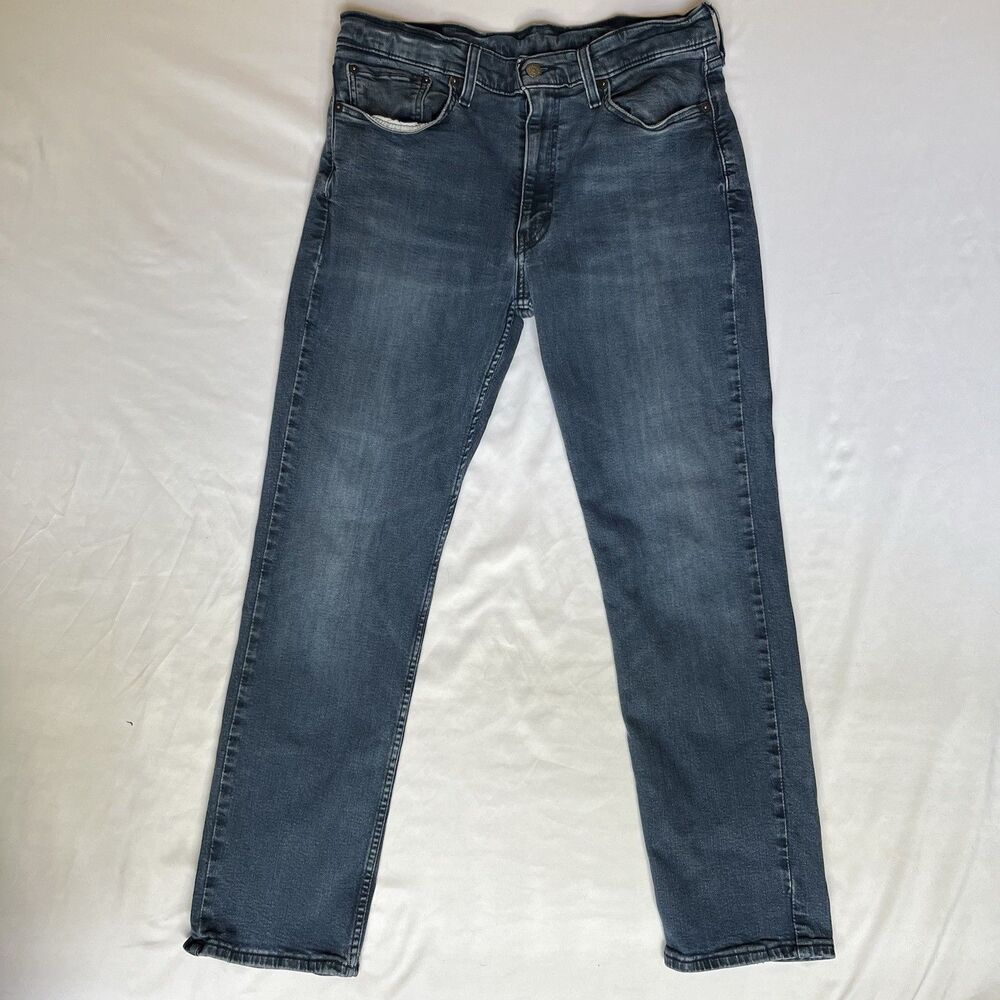 Levis 514 Jeans Men 34x30 35x30 Tag Slim Straight Dark Denim Flap Stretch Grunge